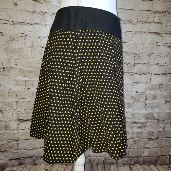Vintage 90s  Beauty  Fiend Yellow Polka Dot on Black Short Skirt - Picture 3 of 6